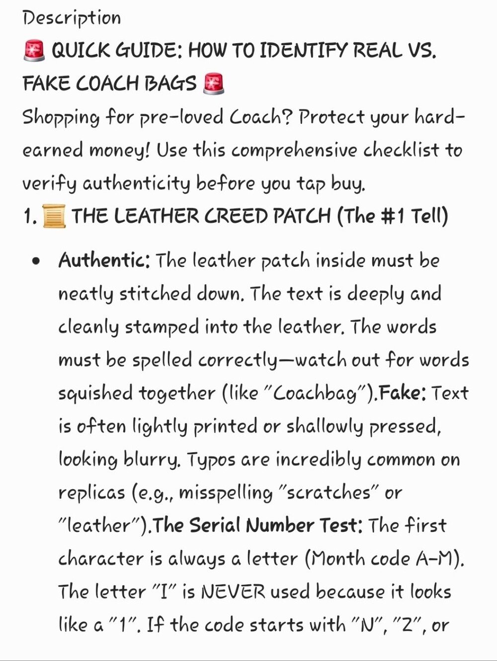 🛑 MUST READ: How to Spot a Fake Coach Bag Guide 🛑 - Picture 2 of 16